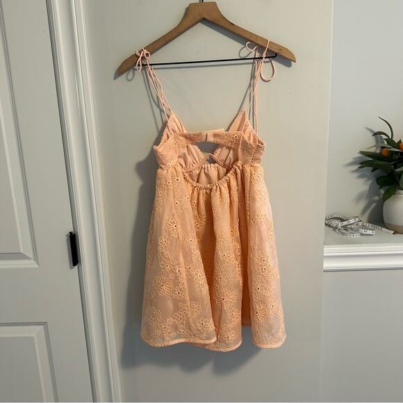 NWT For Love & Lemons Peach Pink Floral Bustier Mini Dress XS - Picture 6 of 14